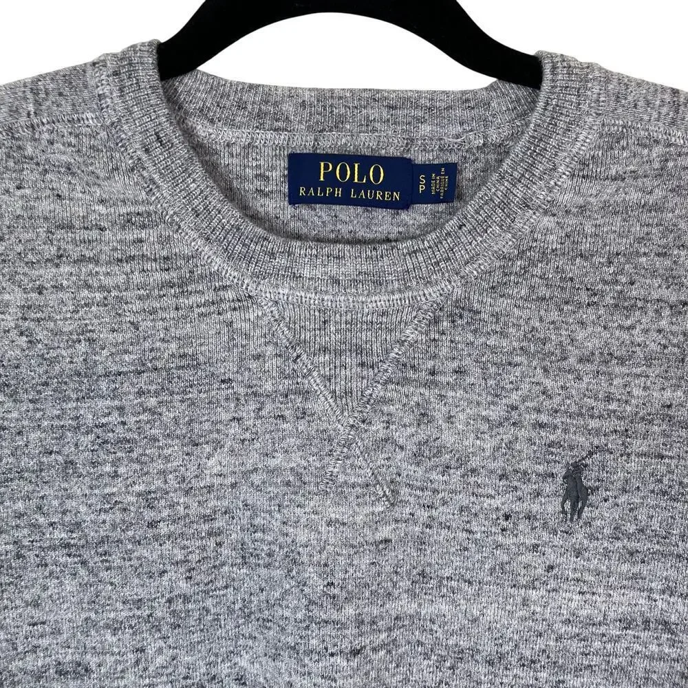 Polo Ralph Lauren Mens Sz S Heathered Grey Fine Knit Crewneck Sweater Classic